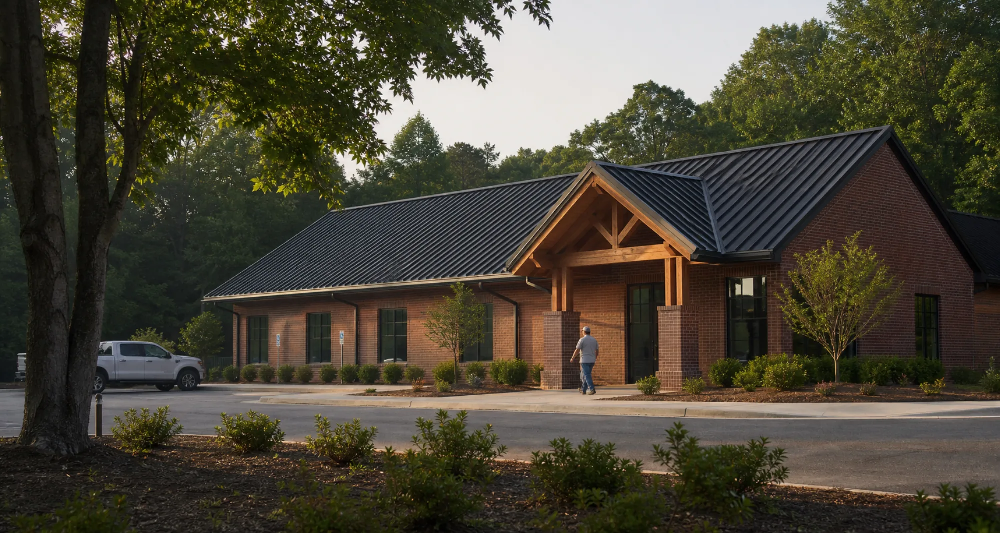 Recently completed brick commercial building
